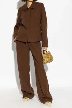 Dries Van Noten BRĄZOWY Wełniana kurtka