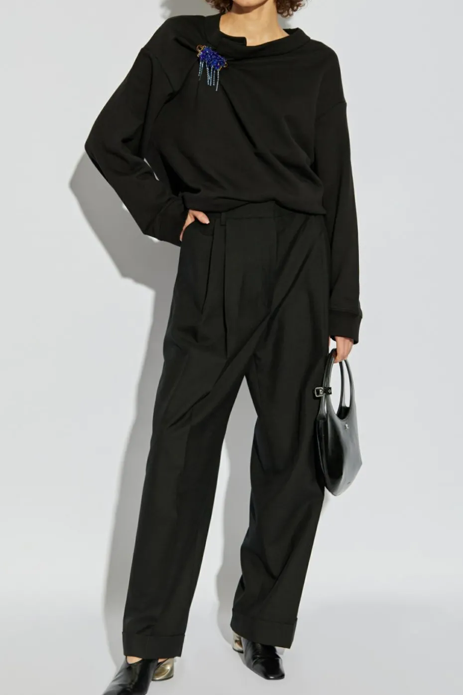 Dries Van Noten CZARNY Bluza z aplikacją
