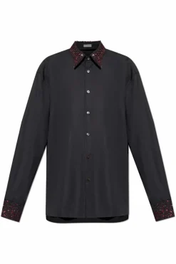 Dries Van Noten CZARNY Koszula z dekoracyjnym kołnierzem