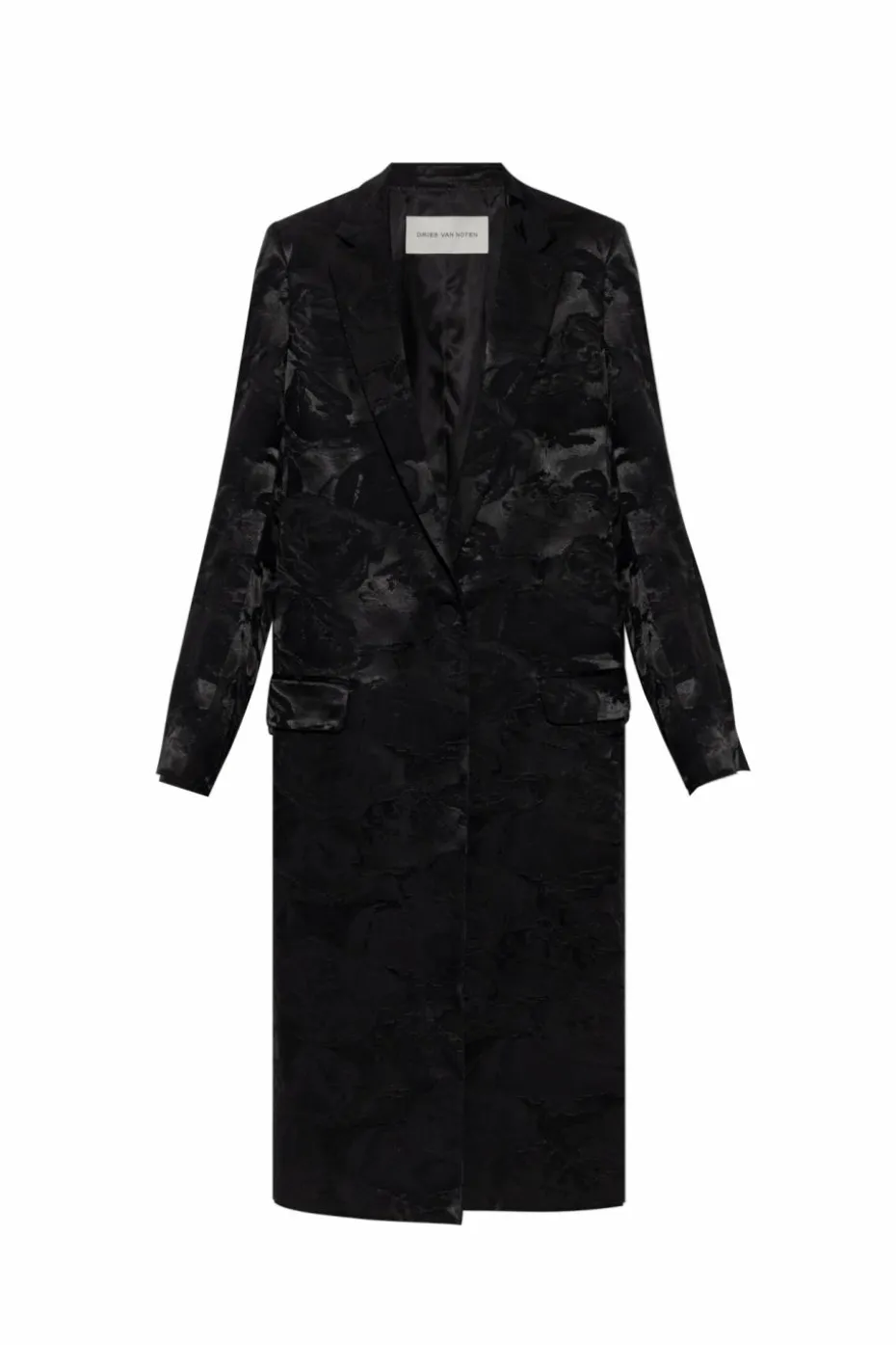 Dries Van Noten CZARNY Płaszcz o dekoracyjnym wykończeniu