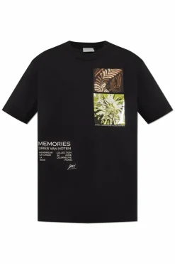 Dries Van Noten CZARNY T-shirt z nadrukami