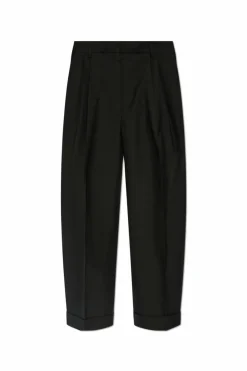 Dries Van Noten CZARNY Wełniane spodnie