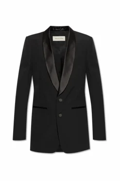 Dries Van Noten CZARNY Wełniana marynarka