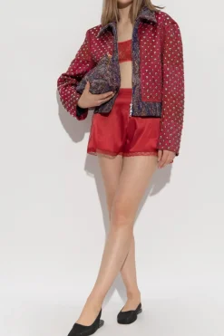 Dries Van Noten CZERWONY Jedwabne szorty