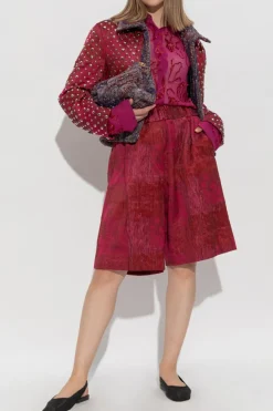 Dries Van Noten CZERWONY Szorty z kieszeniami