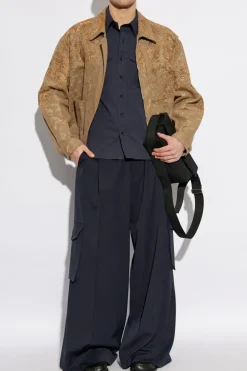 Dries Van Noten GRANATOWY Spodnie typu `cargo`
