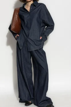 Dries Van Noten GRANATOWY Jeansy z szerokimi nogawkami