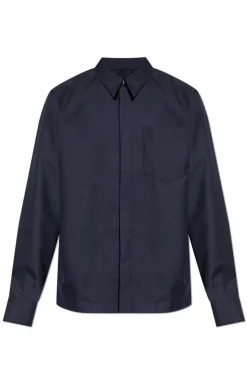 Dries Van Noten GRANATOWY Wełniana koszula