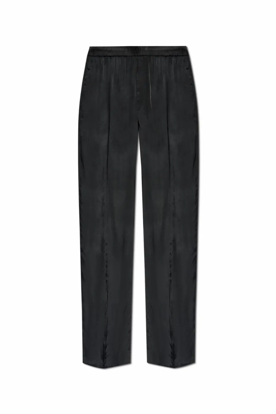 Dries Van Noten GRANATOWY Satynowe spodnie
