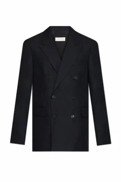 Dries Van Noten GRANATOWY Dwurzędowa marynarka