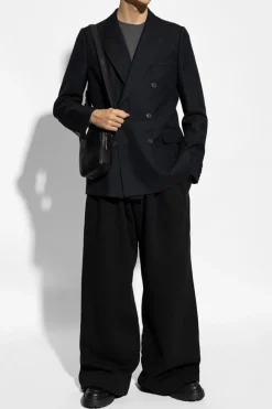 Dries Van Noten GRANATOWY Dwurzędowa marynarka