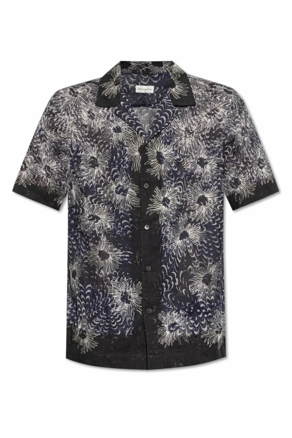 Dries Van Noten GRANATOWY Koszula z wyszytym wzorem