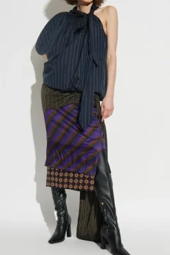 Dries Van Noten GRANATOWY Top `Crunch`