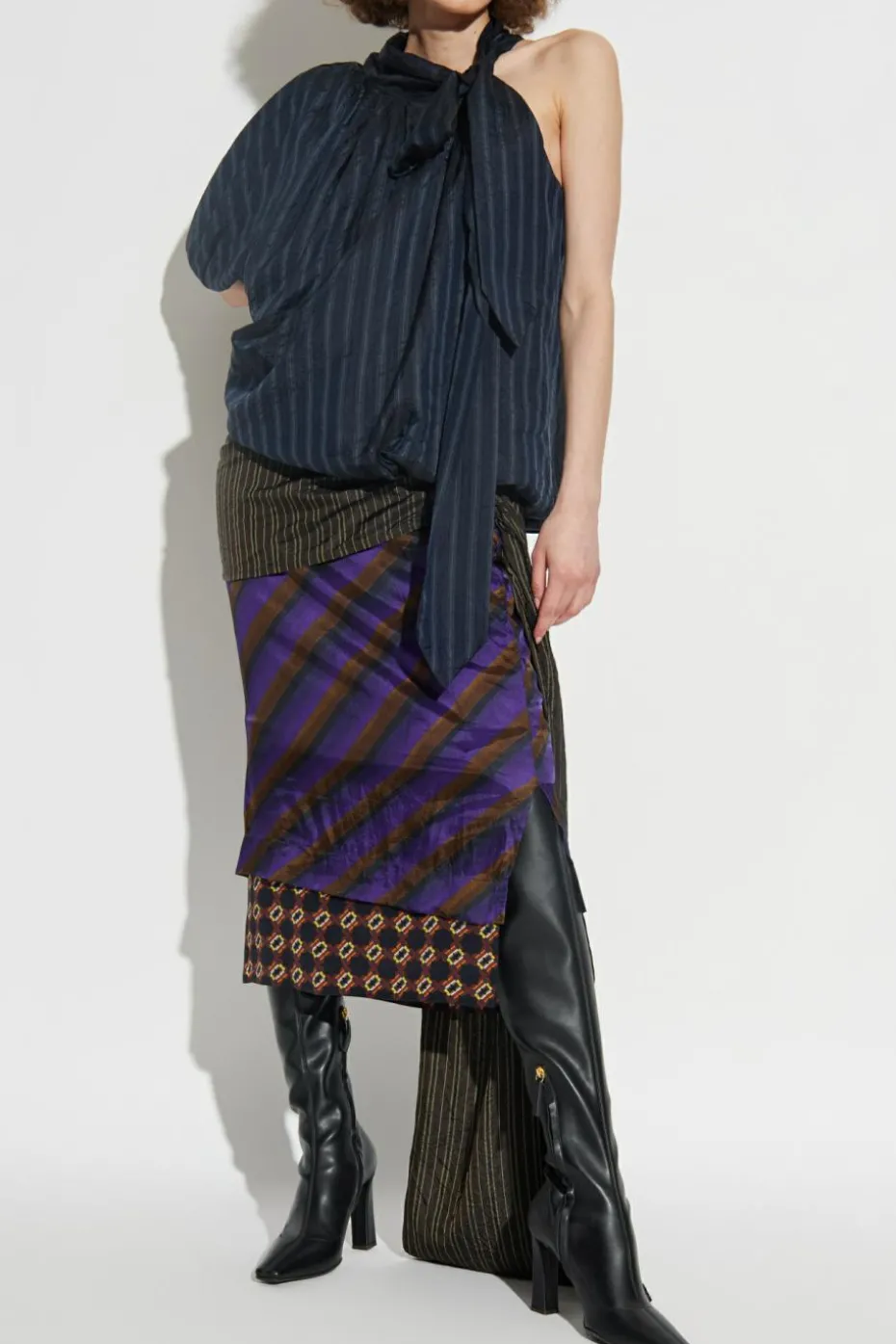 Dries Van Noten GRANATOWY Top `Crunch`