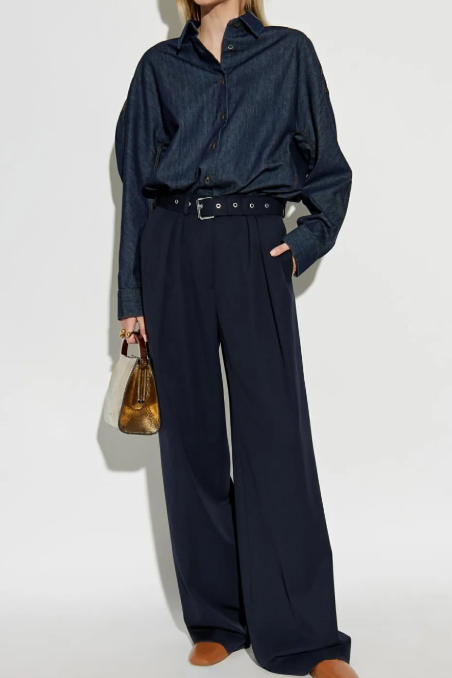 Dries Van Noten GRANATOWY Jeansowa koszula