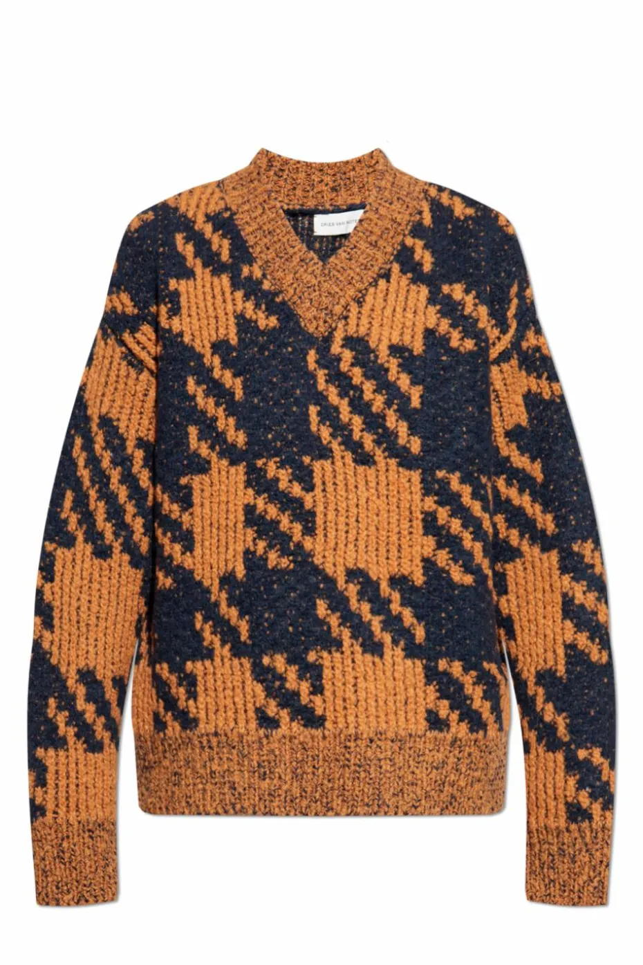 Dries Van Noten POMARAŃCZOWY Wełniany sweter