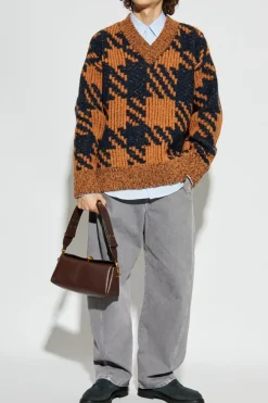 Dries Van Noten POMARAŃCZOWY Wełniany sweter