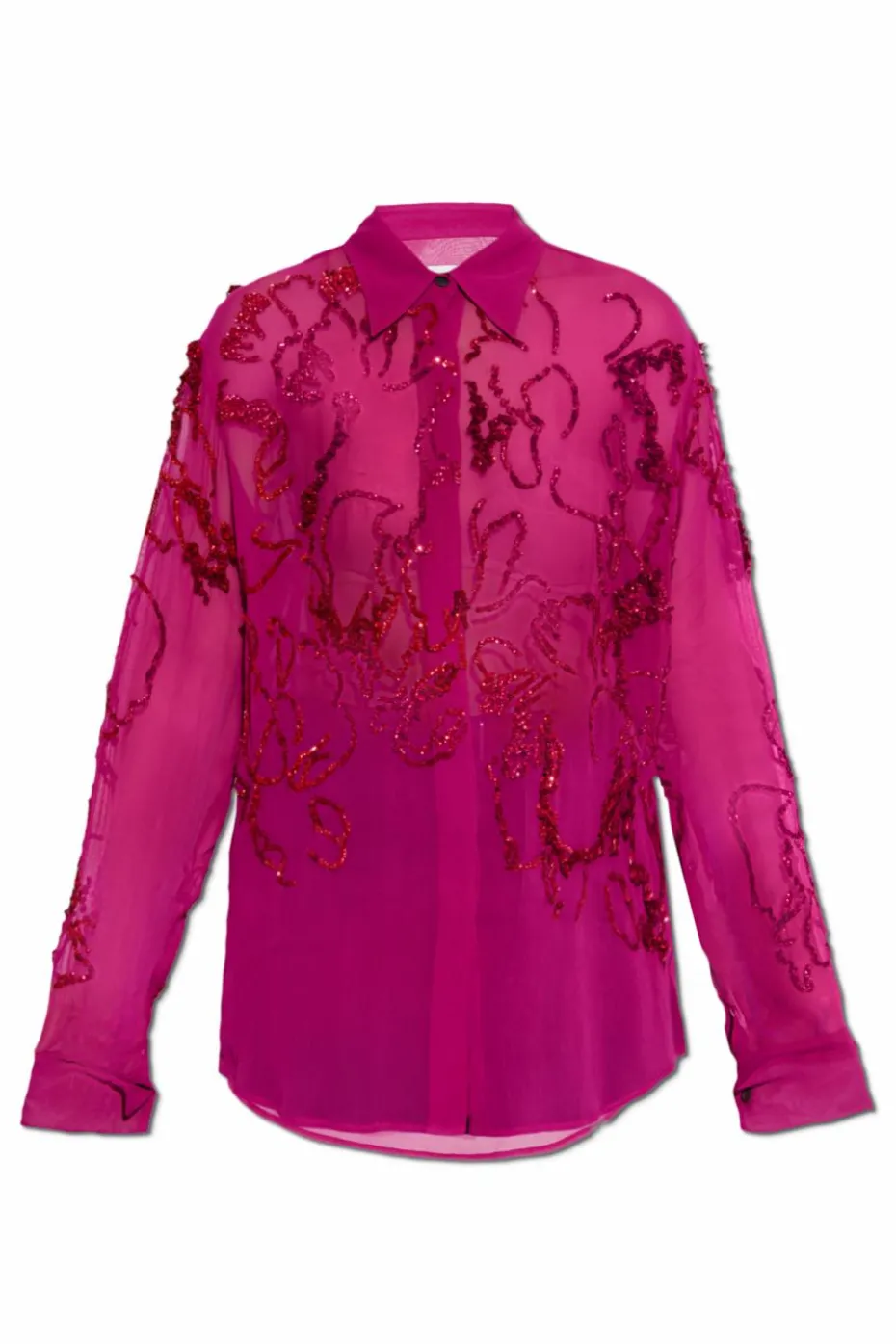 Dries Van Noten RÓŻOWY Koszula z cekinowym wzorem