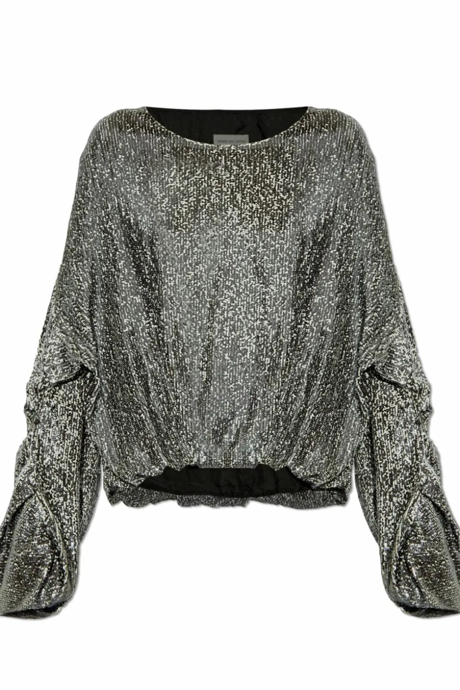 Dries Van Noten SREBRNY Cekinowy top