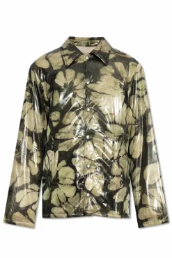 Dries Van Noten ZIELONY Kurtka `Vorrie` o połyskującym wykończeniu