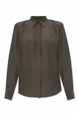 Dries Van Noten ZIELONY Koszula z jedwabnym wykończeniem