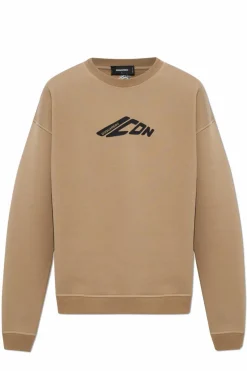 Dsquared2 beżowy Bluza z nadrukowanym logo