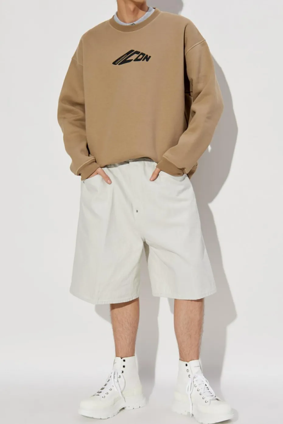 Dsquared2 beżowy Bluza z nadrukowanym logo