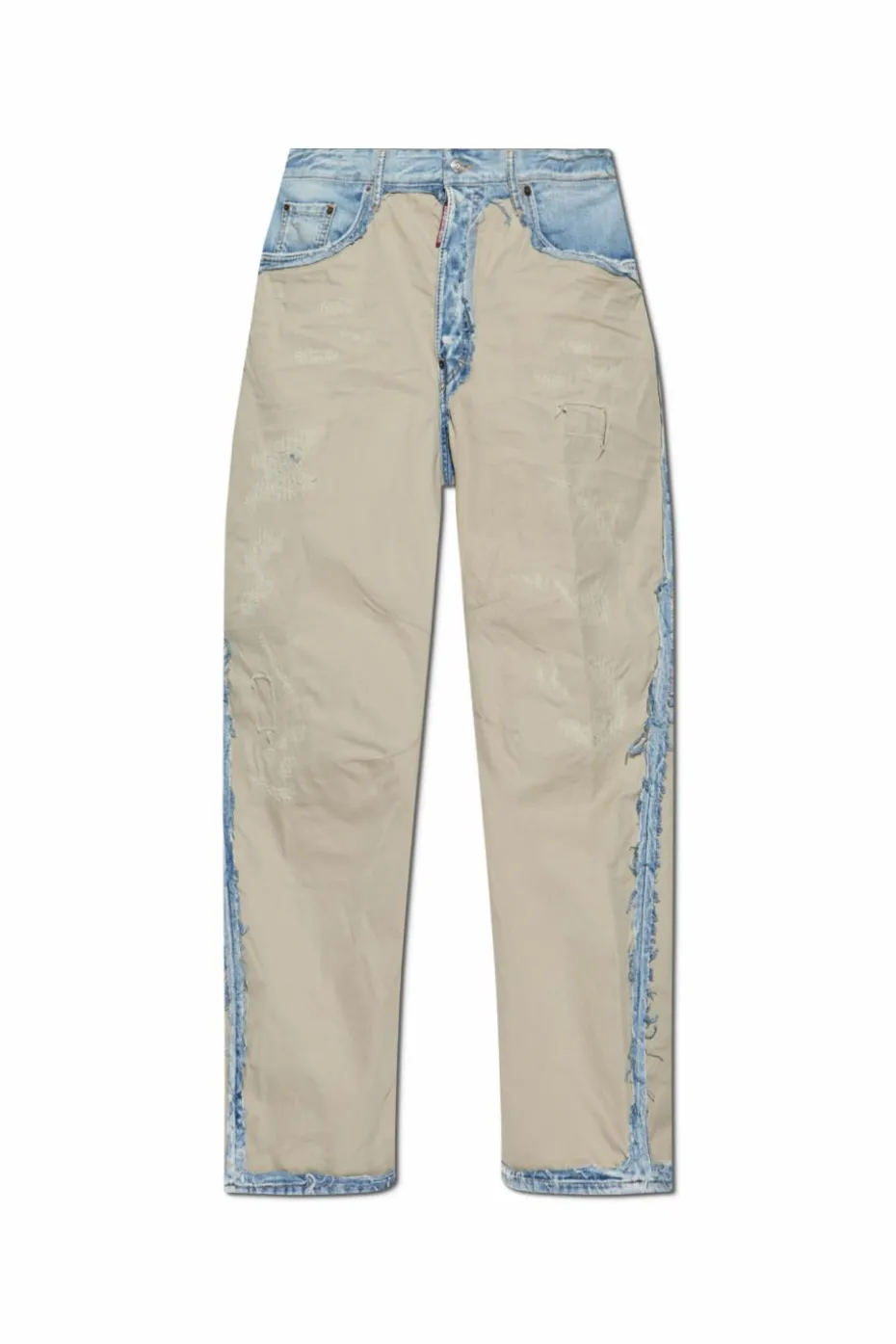 Dsquared2 beżowy Jeansy z łączonych materiałów