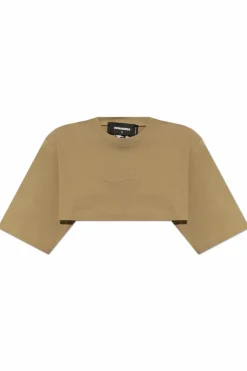 Dsquared2 beżowy Krótki t-shirt o luźnym kroju