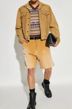 Dsquared2 beżowy Sztruksowe szorty