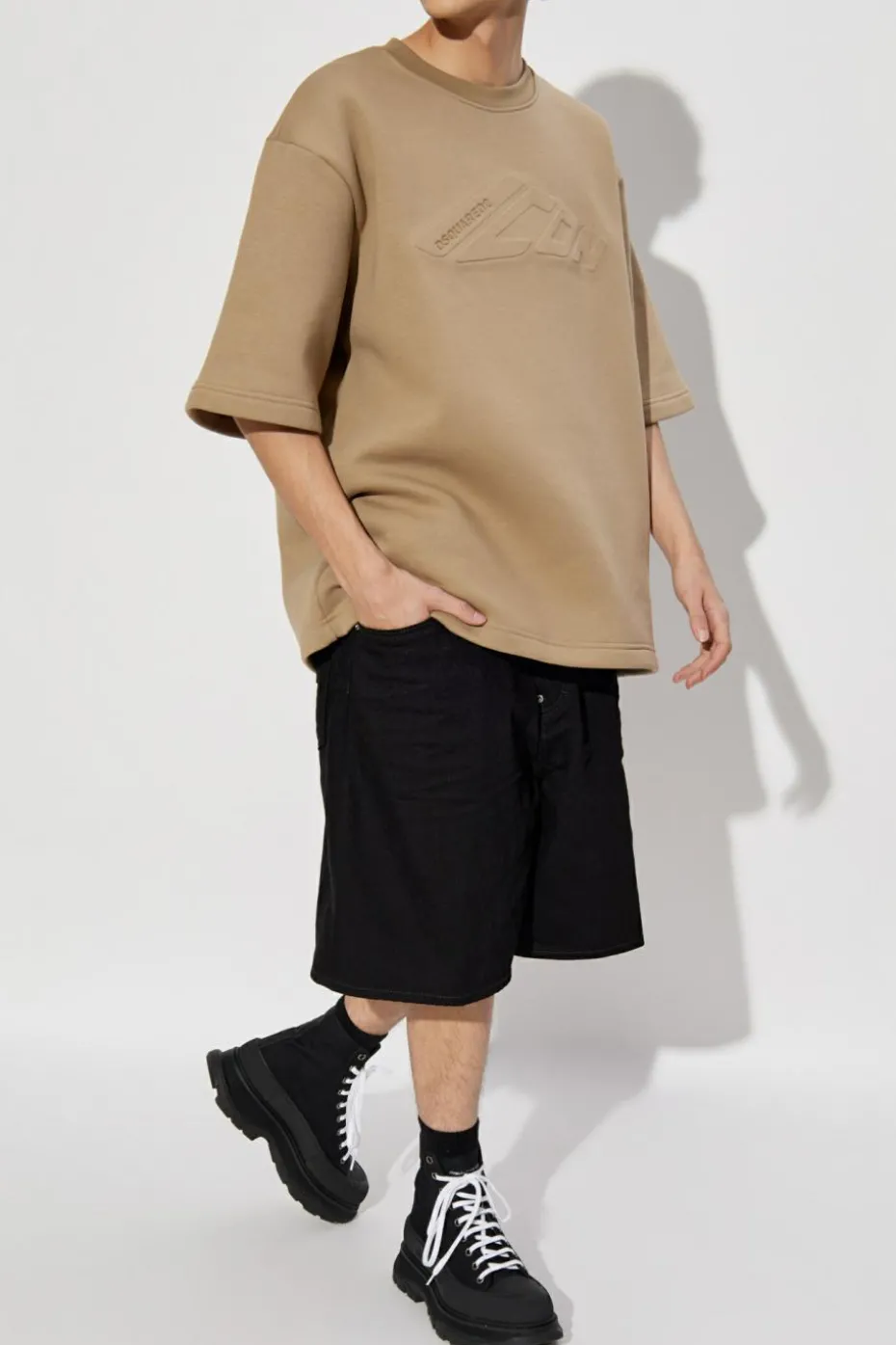 Dsquared2 beżowy T-shirt z logo