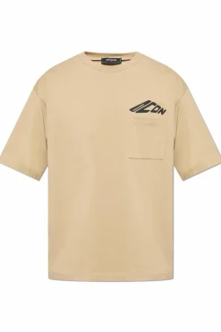 Dsquared2 beżowy T-shirt z logo