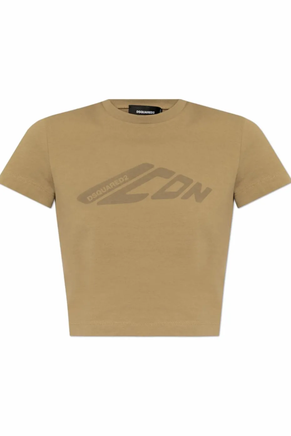 Dsquared2 beżowy T-shirt z nadrukowanym logo
