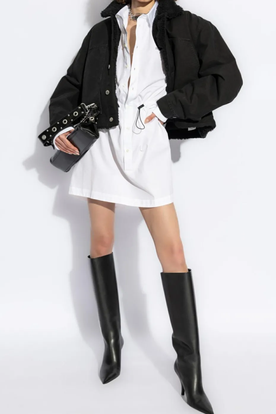 Dsquared2 BIAŁY Bawełniana sukienka z kieszeniami