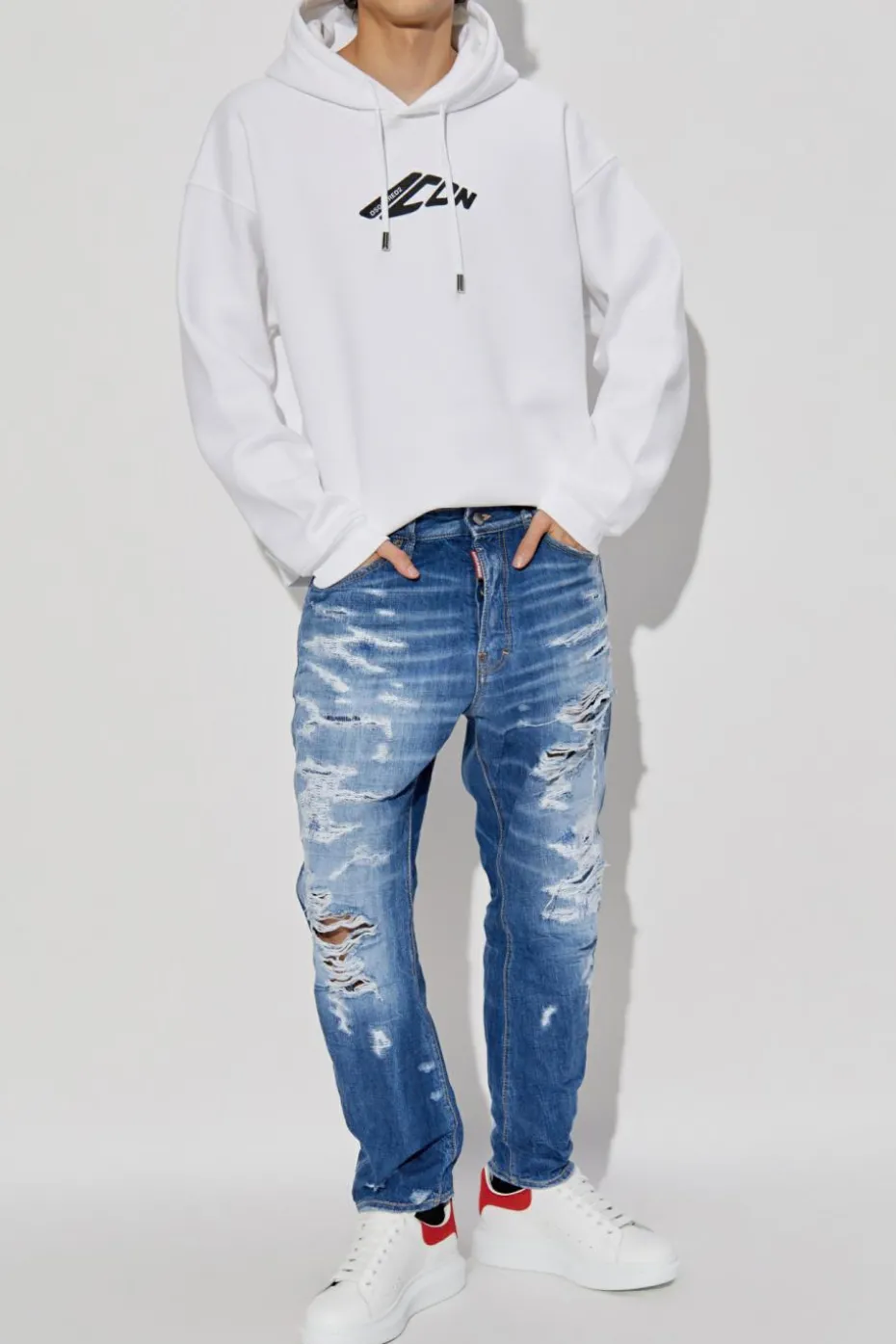 Dsquared2 BIAŁY Bluza z kapturem