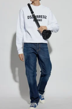Dsquared2 BIAŁY Bluza z logo o aksamitnym wykończeniu