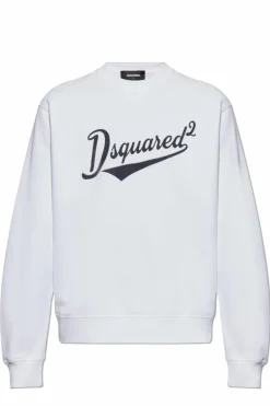 Dsquared2 BIAŁY Bluza z logo o aksamitnym wykończeniu