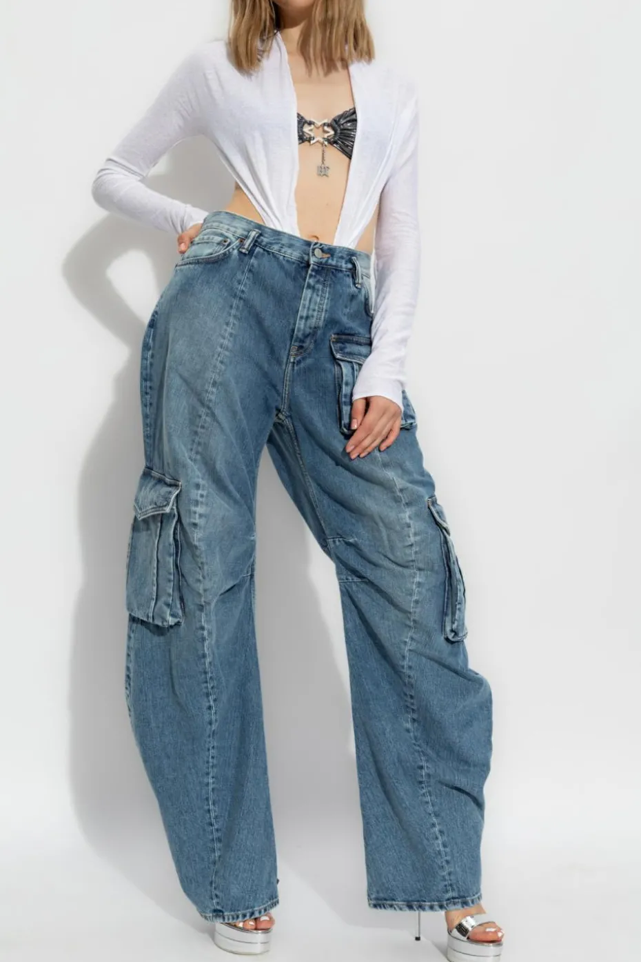 Dsquared2 BIAŁY Body z długimi rękawami