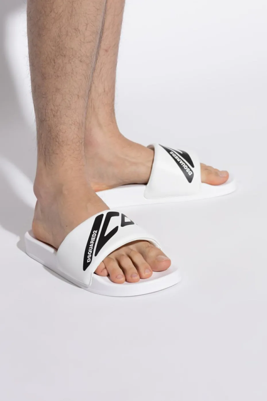 Dsquared2 BIAŁY Klapki z logo