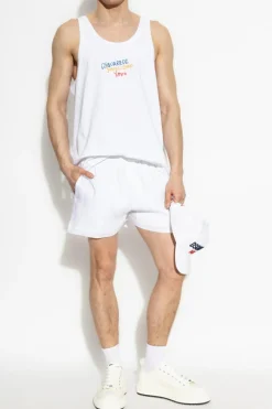 Dsquared2 BIAŁY Lniane szorty