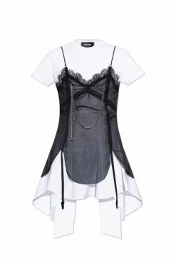 Dsquared2 BIAŁY Top z łączonych materiałów