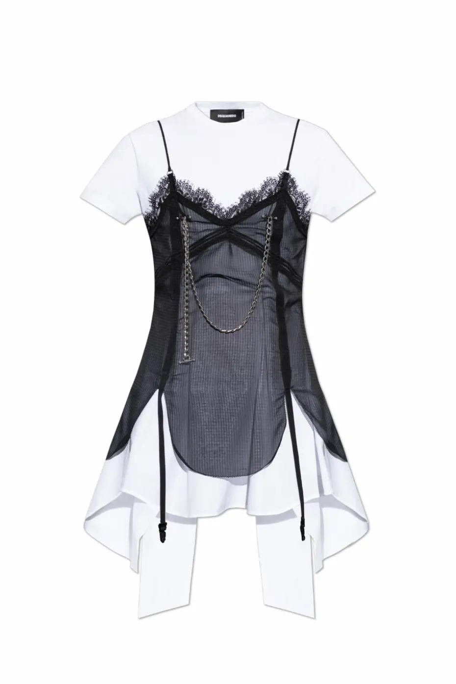 Dsquared2 BIAŁY Top z łączonych materiałów
