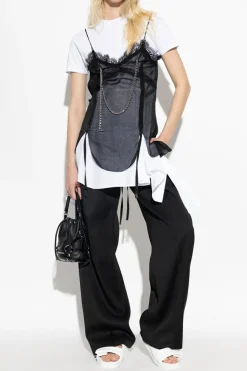 Dsquared2 BIAŁY Top z łączonych materiałów
