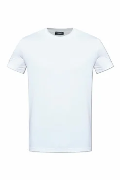 Dsquared2 BIAŁY T-shirt z bieliźniany z okrągłym dekoltem