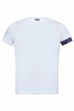Dsquared2 BIAŁY T-shirt z bieliźniany z okrągłym dekoltem