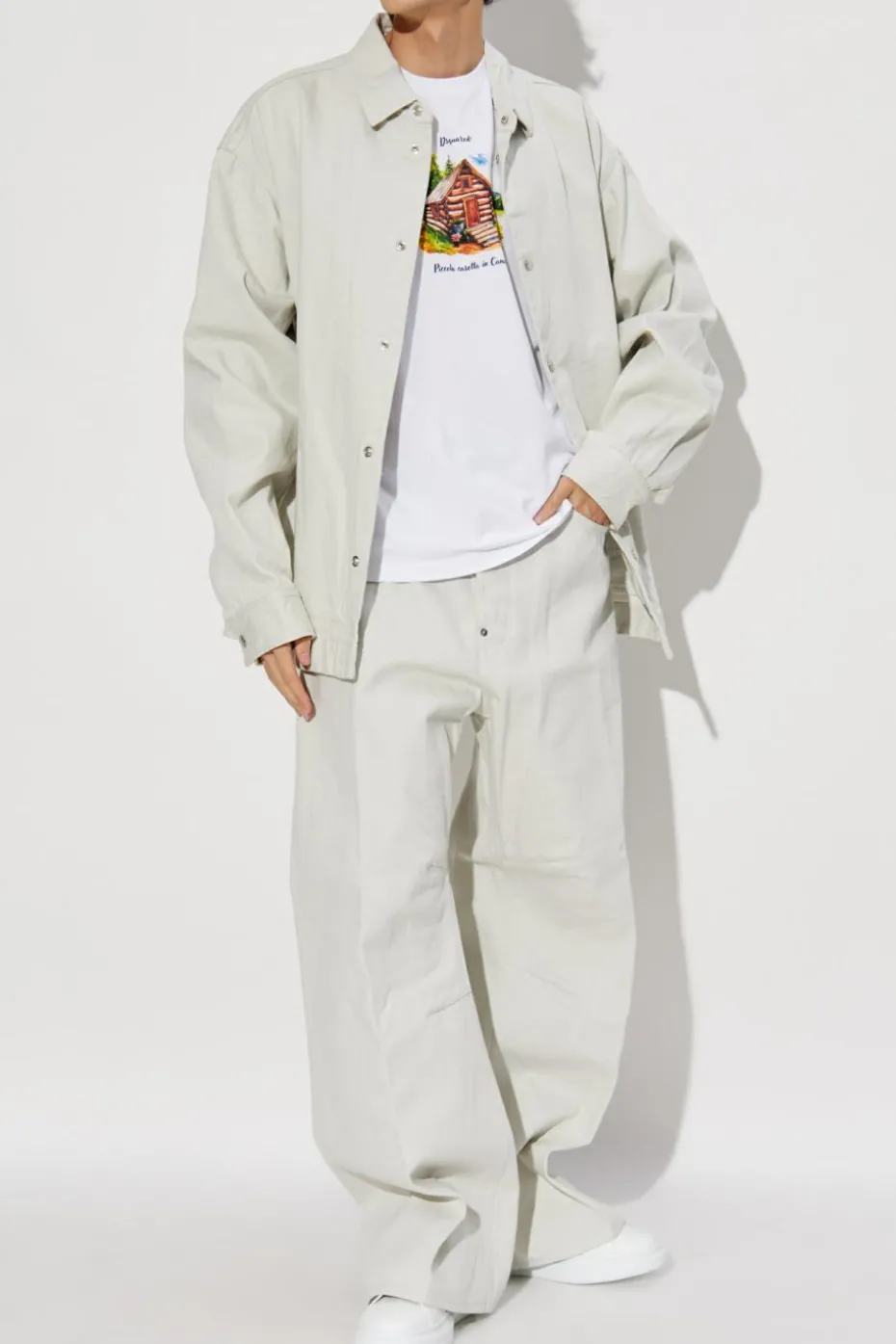Dsquared2 BIAŁY T-shirt z kolorowym nadrukiem