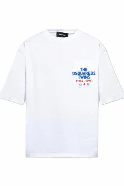 Dsquared2 BIAŁY T-shirt z kieszenią