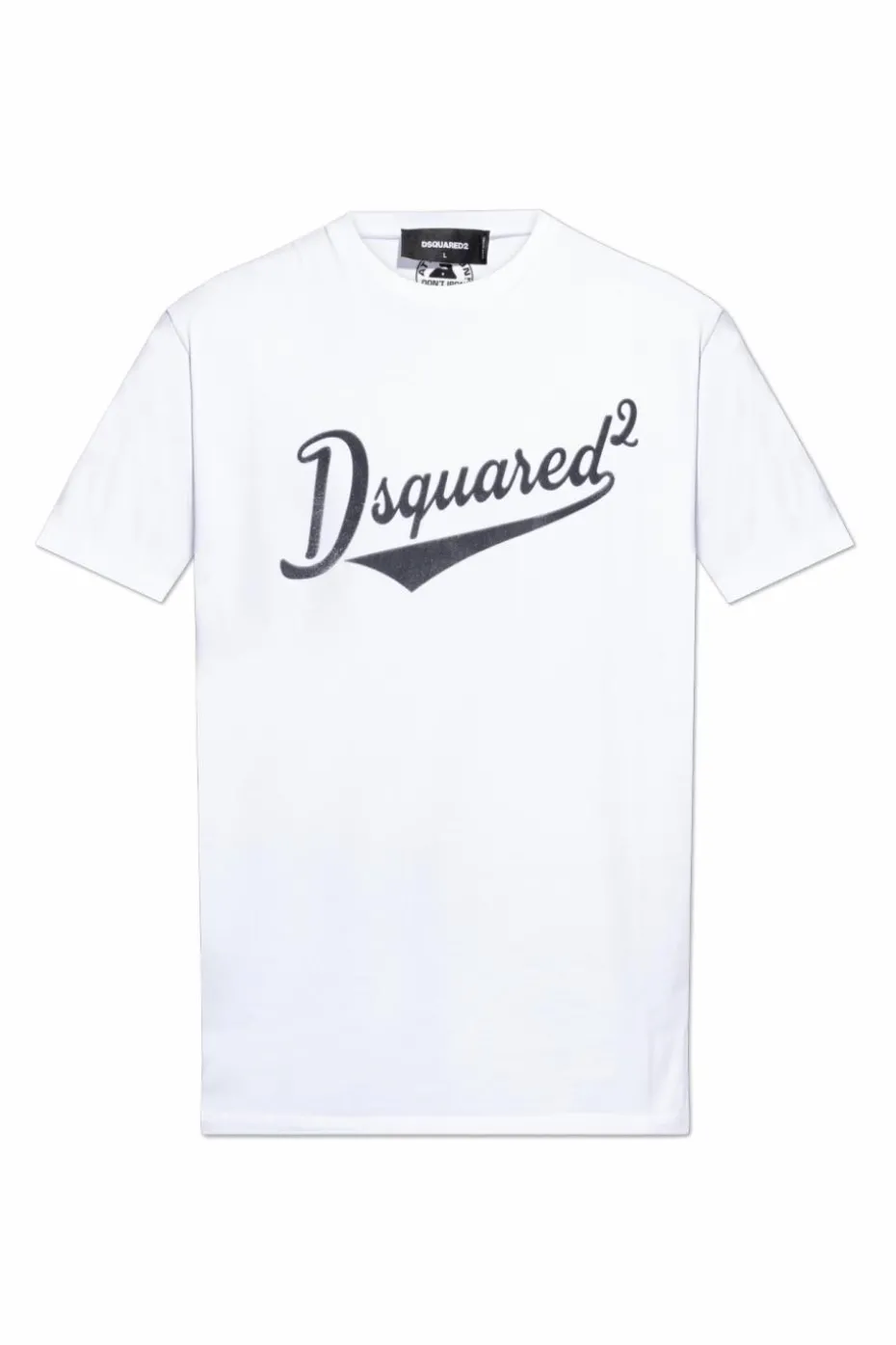 Dsquared2 BIAŁY T-shirt z logo o aksamitnym wykończeniu