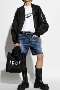 Dsquared2 BIAŁY T-shirt z logo o aksamitnym wykończeniu