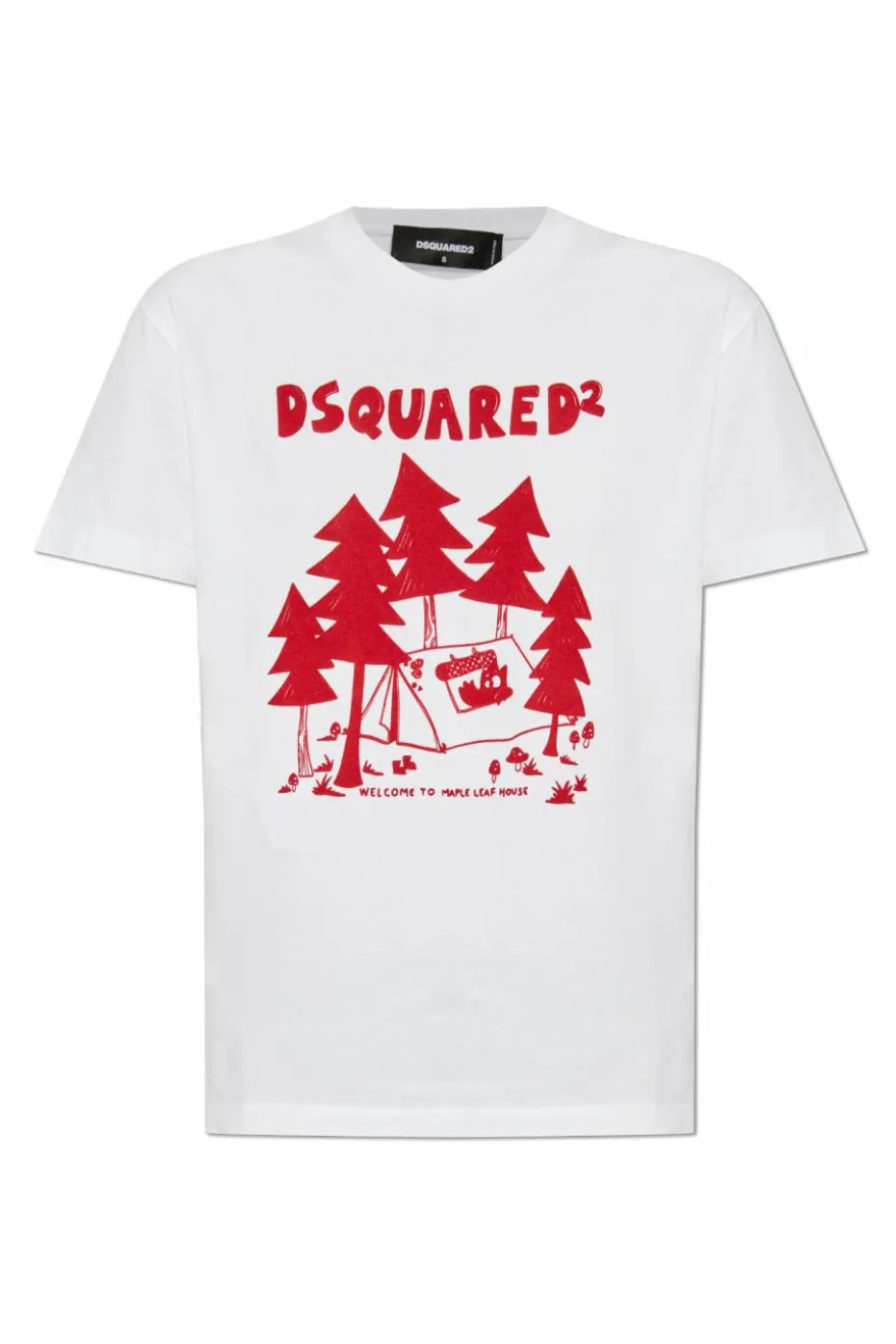 Dsquared2 BIAŁY T-shirt z logo o aksamitnym wykończeniu